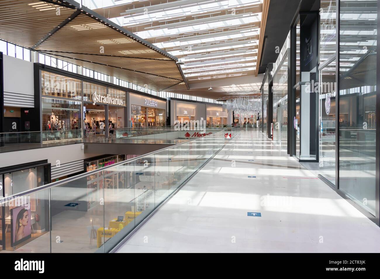 Seville, Spain - September 18, 2020: Interior of Lagoh Sevilla shopping mall in Seville (Centro Comercial Lagoh Sevilla), Andalusia, Spain Stock Photo