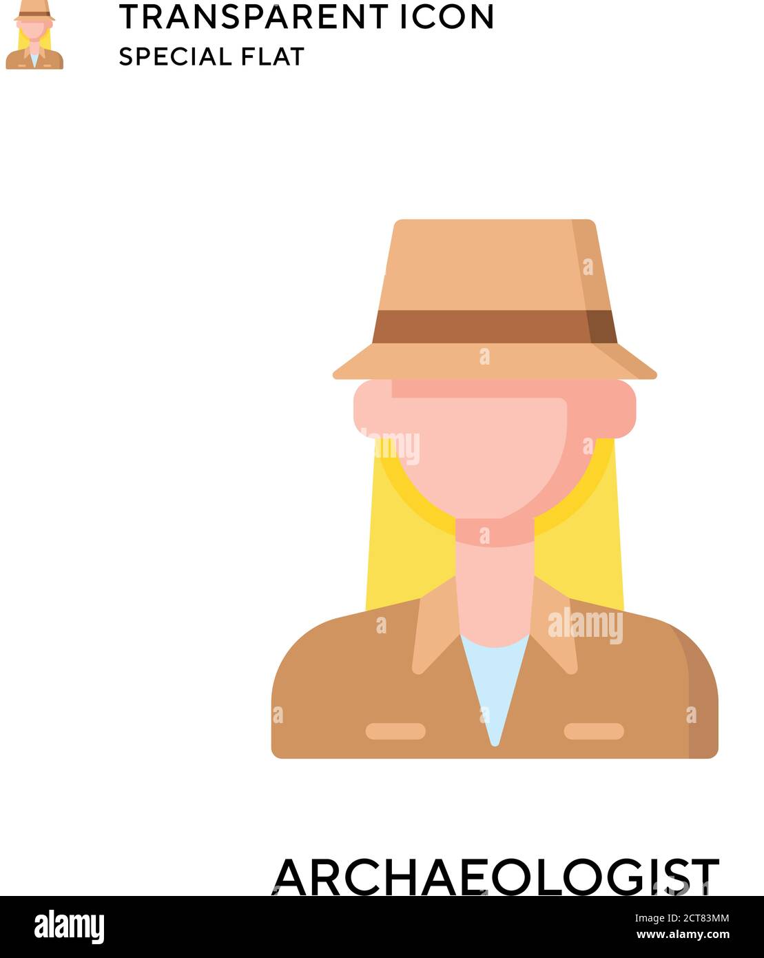 Archaeologist vector icon. Flat style illustration. EPS 10 vector. Stock Vector