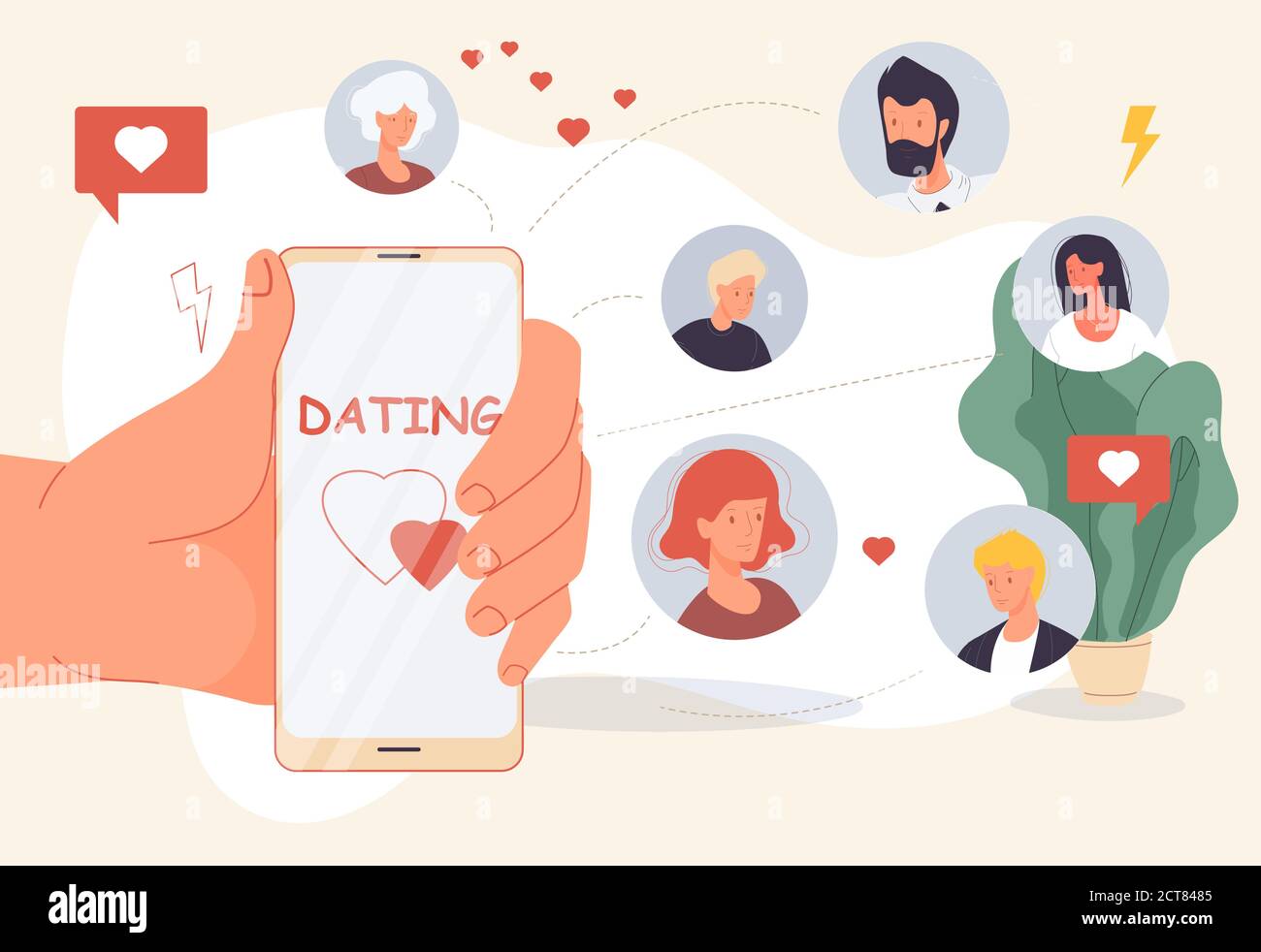 Dating online mobile app for virtual relationship Stock Vector
