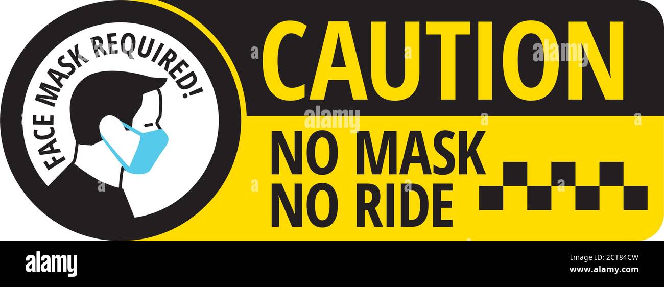 No mask no ride sign Stock Vector