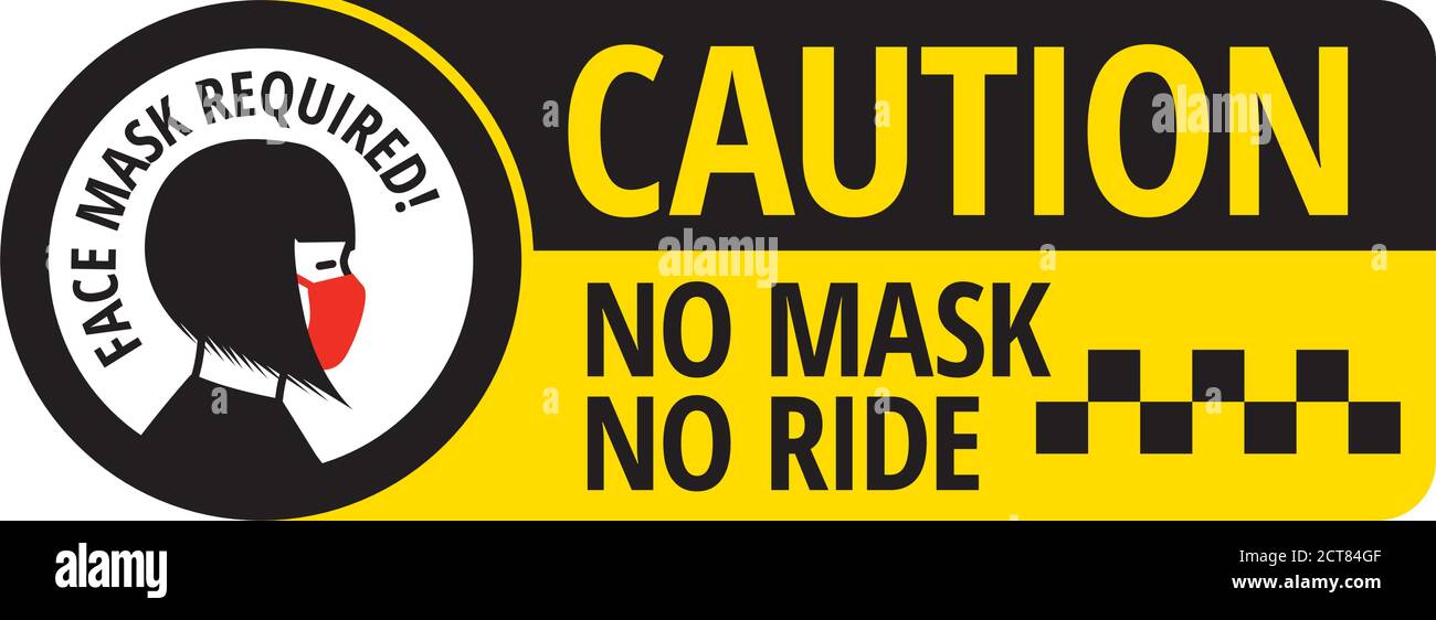 No mask no ride sign Stock Vector