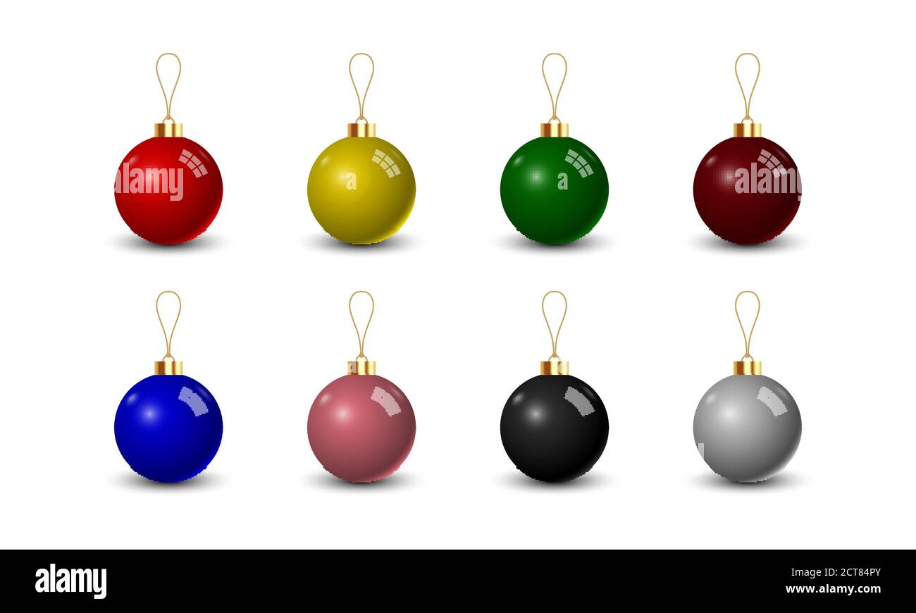 Set of Christmas ball isolated on white background, vector illustration ...