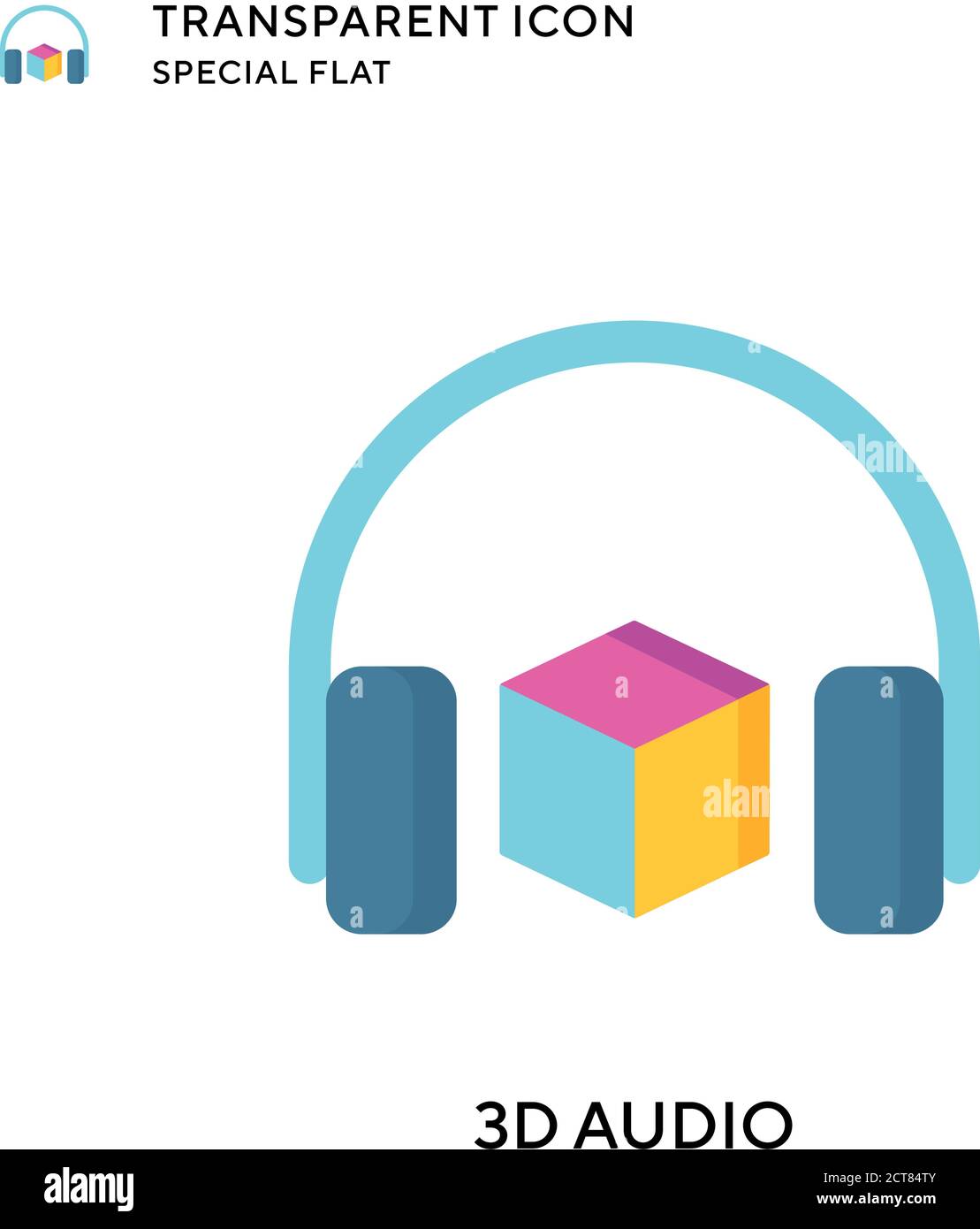 3d audio vector icon. Flat style illustration. EPS 10 vector. Stock Vector