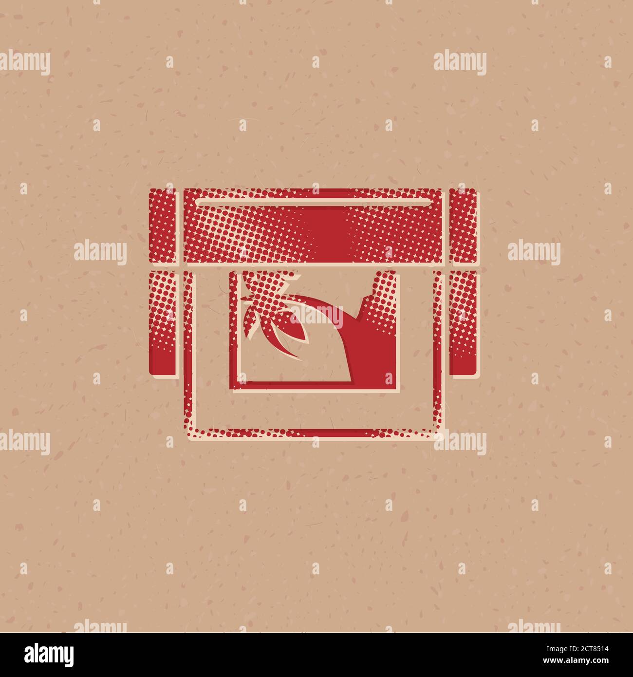 Printing proof icon in halftone style. Grunge background vector ...