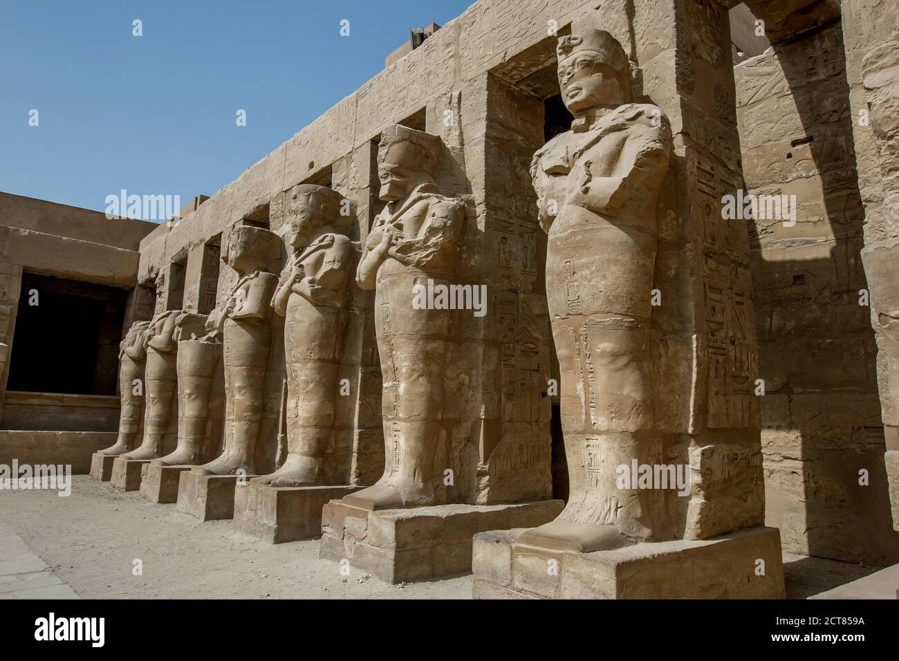A section of the Theatrical Porticoed Courtyard with Osiris columns in ...
