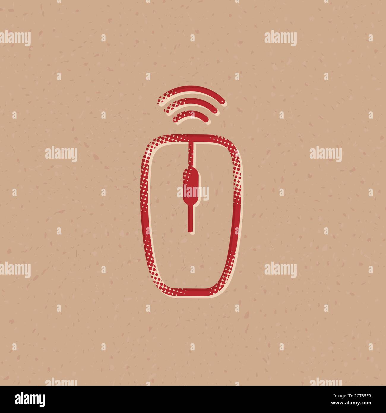 Computer mouse icon in halftone style. Grunge background vector illustration. Stock Vector