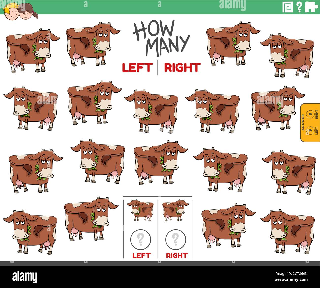 Cartoon Illustration of Educational Task of Counting Left and Right ...