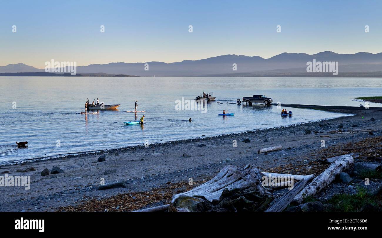 People at Pt Holmes, Vancouver Island,  British Columbia, Canada Stock Photo