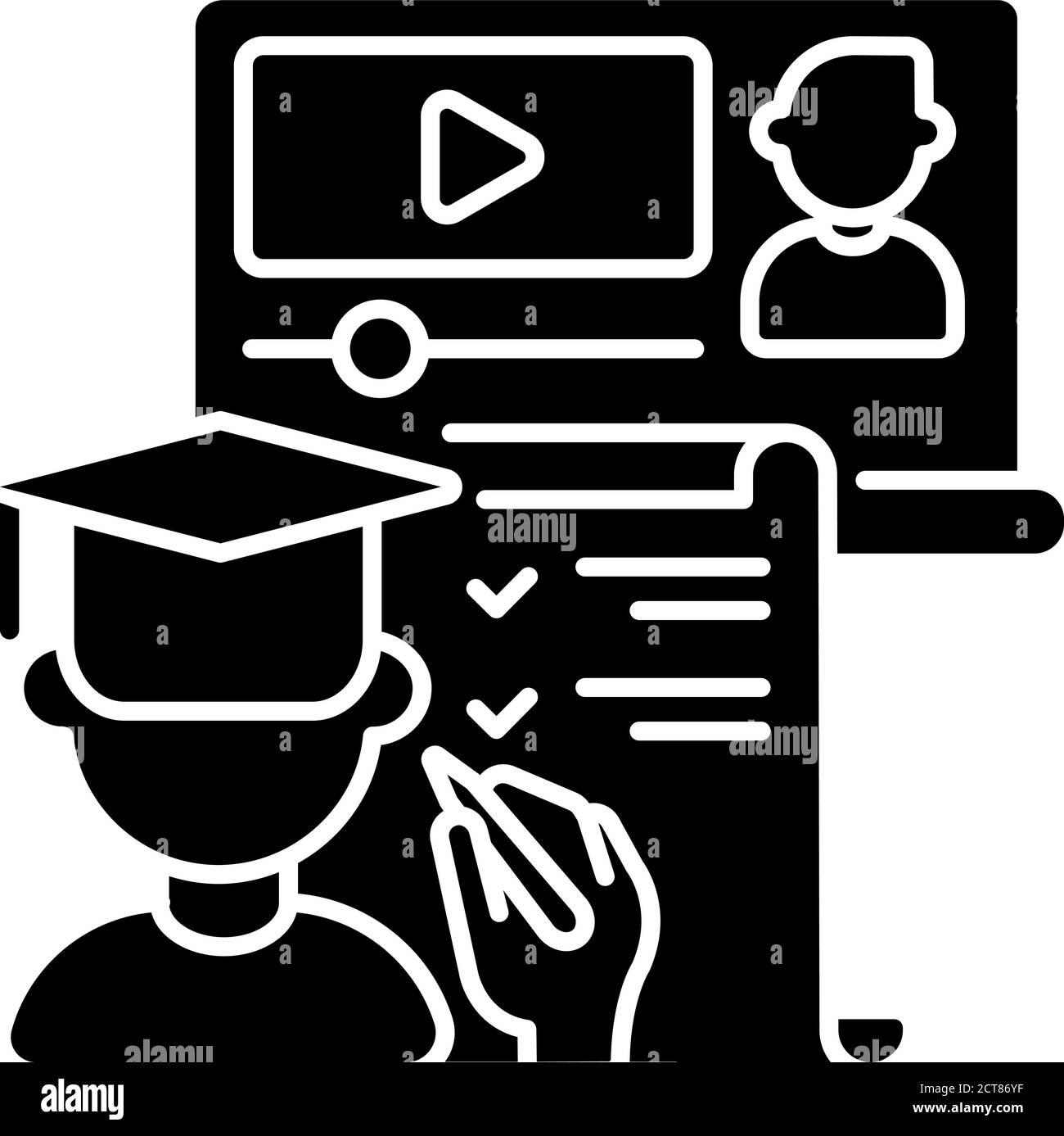 Online training black glyph icon Stock Vector Image & Art - Alamy