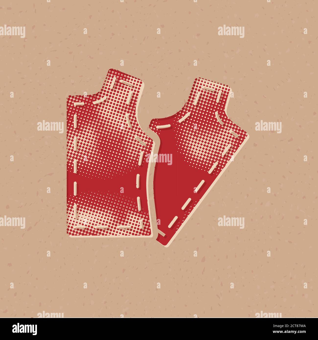 Sewing pattern icon in halftone style. Grunge background vector ...