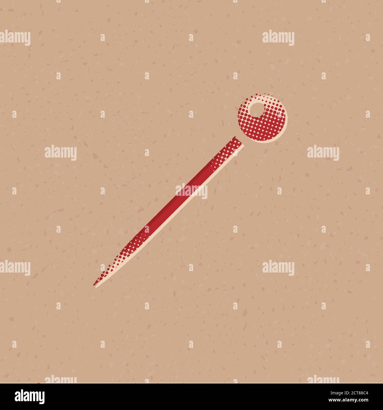 Needle icon in halftone style. Grunge background vector illustration ...