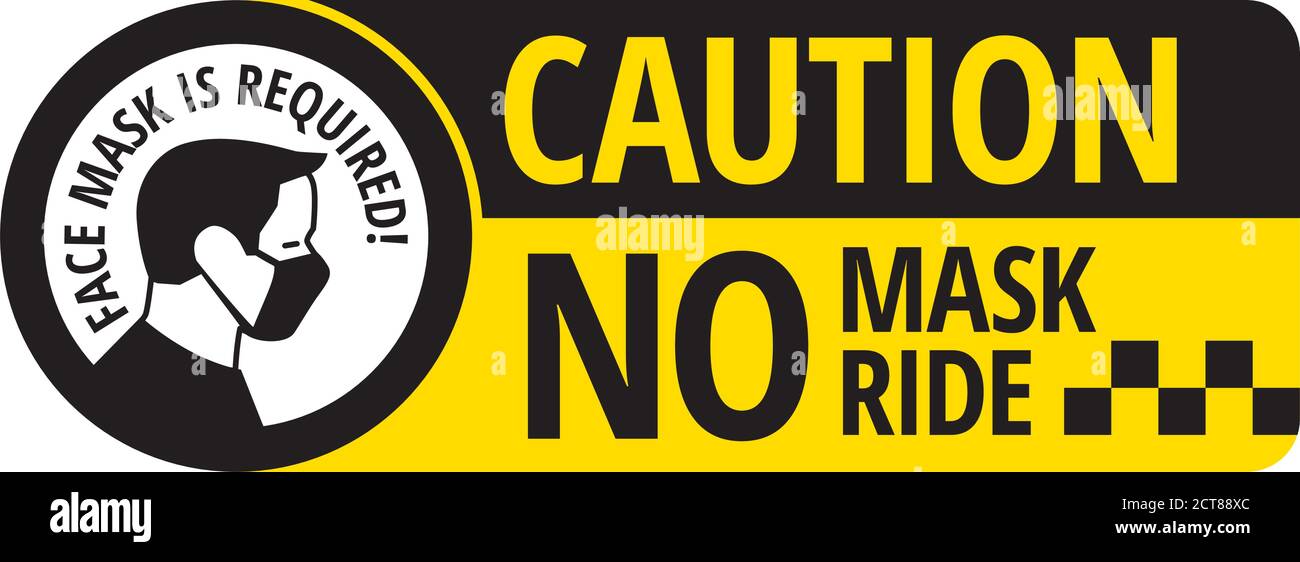 No mask no ride sign Stock Vector