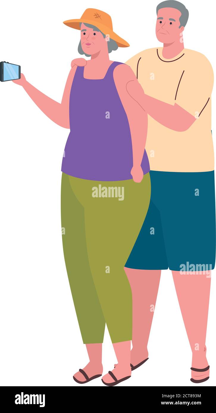 Mature woman taking selfie Stock Vector Images - Alamy
