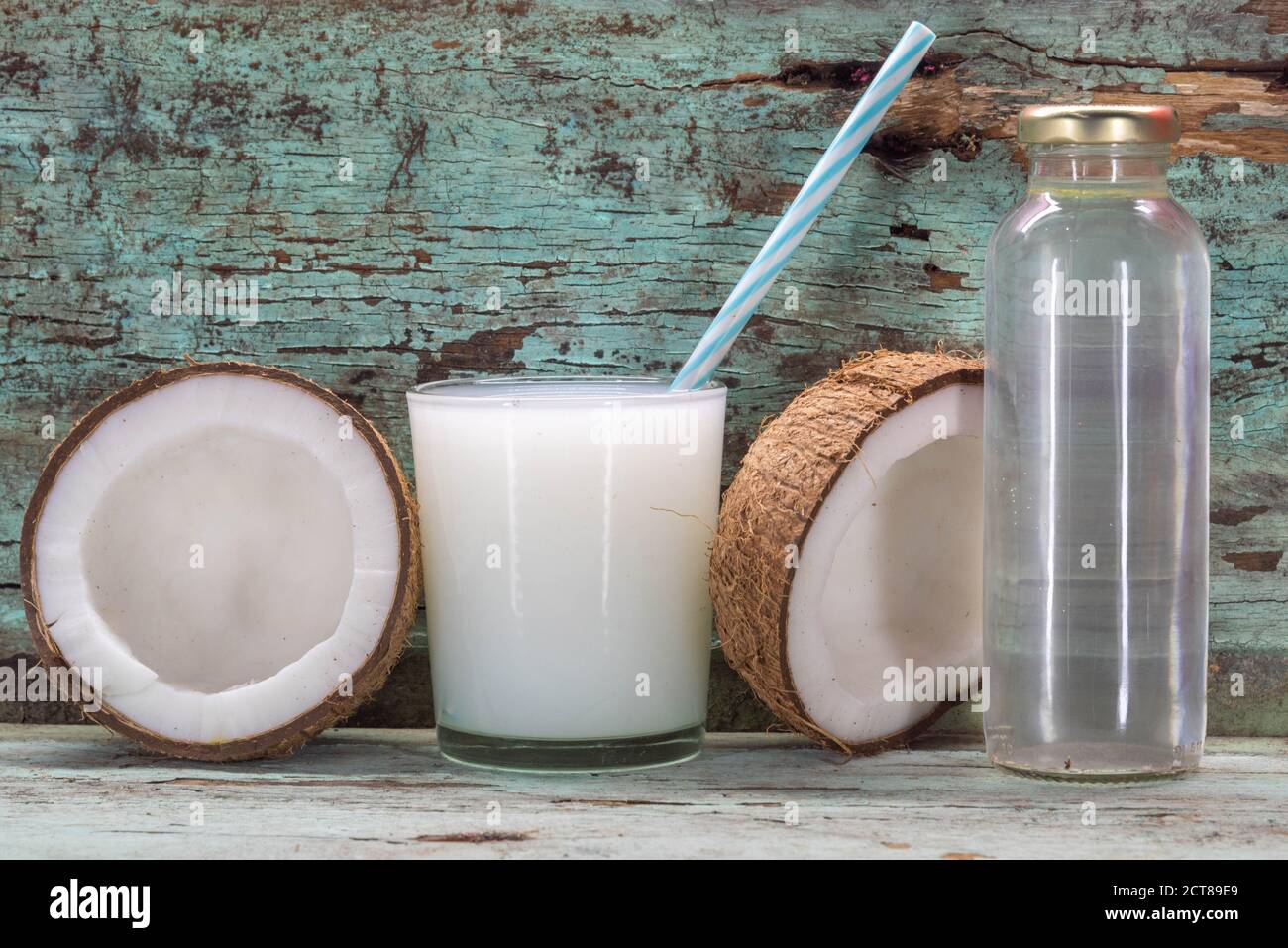 Glass of fresh coconut milk. It is rich in good saturated fat, which is