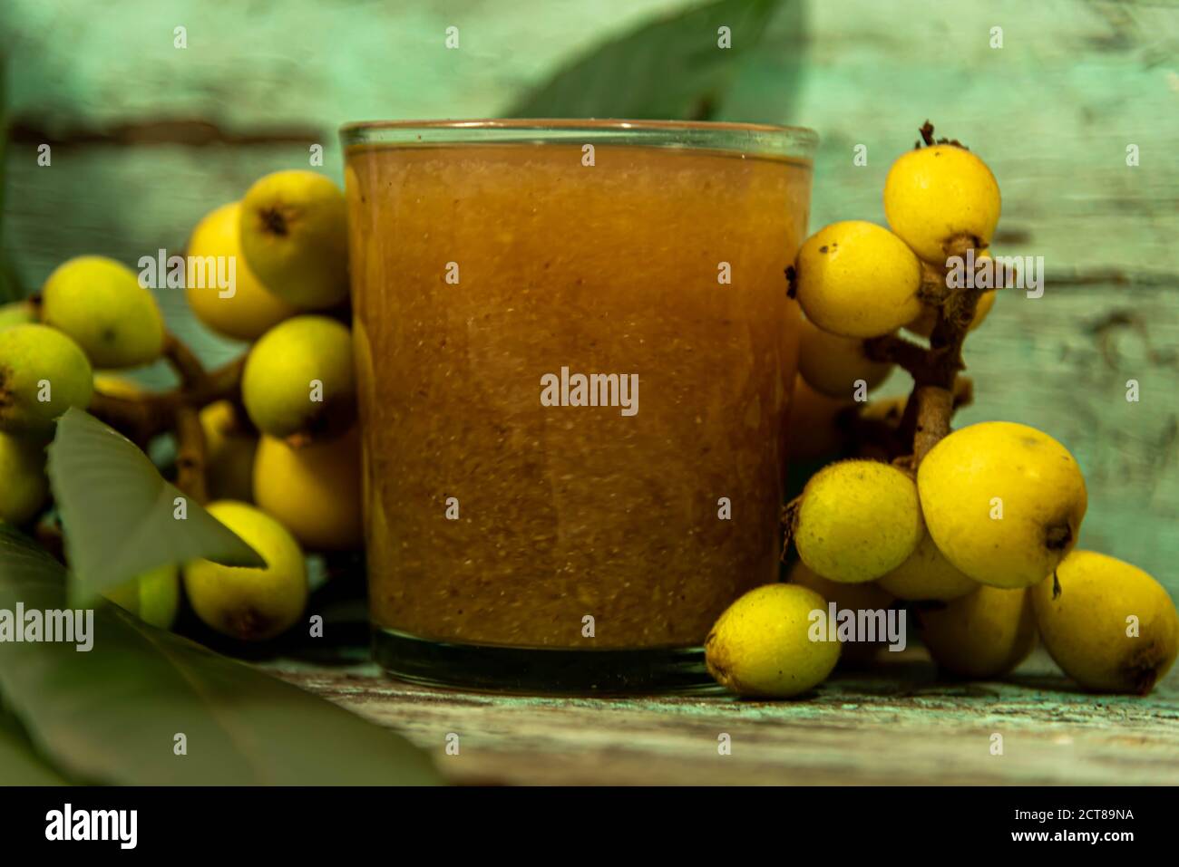Loquat juice (Eriobotrya japonica). Also known as Paráplum and Japanese plum. Fruit to