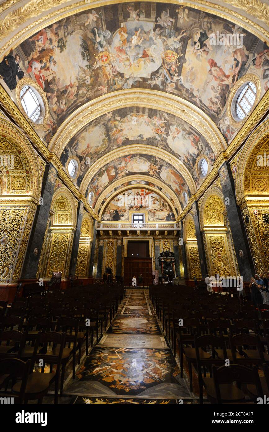 Interior of the St. John's Co-Cathedral in Valletta, Malta. Stock Photo