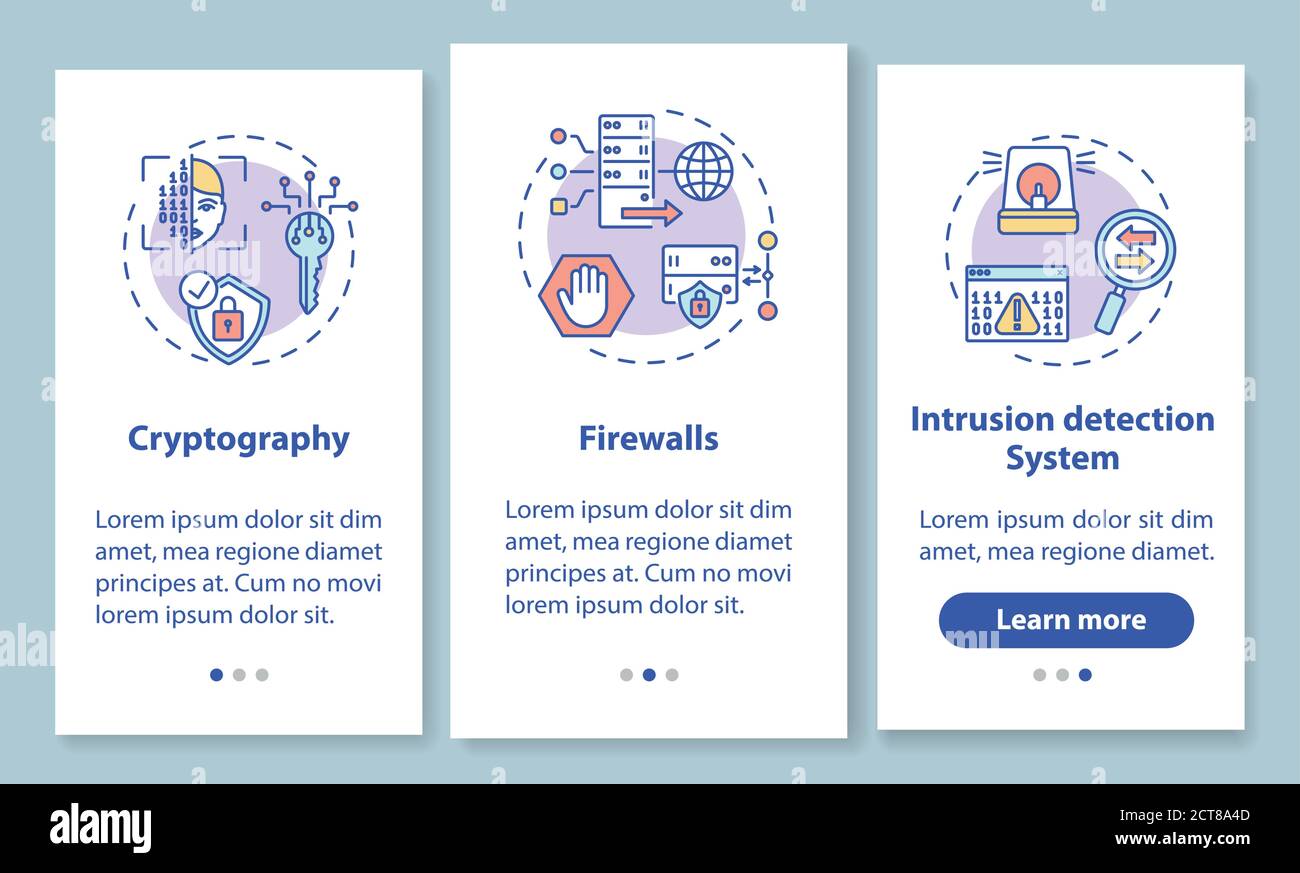Network security onboarding mobile app page screen with concepts Stock ...