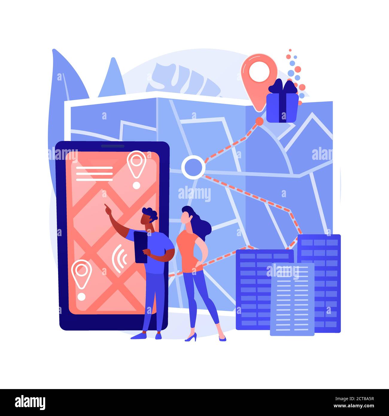 Interactive city quest abstract concept vector illustration. Stock Vector