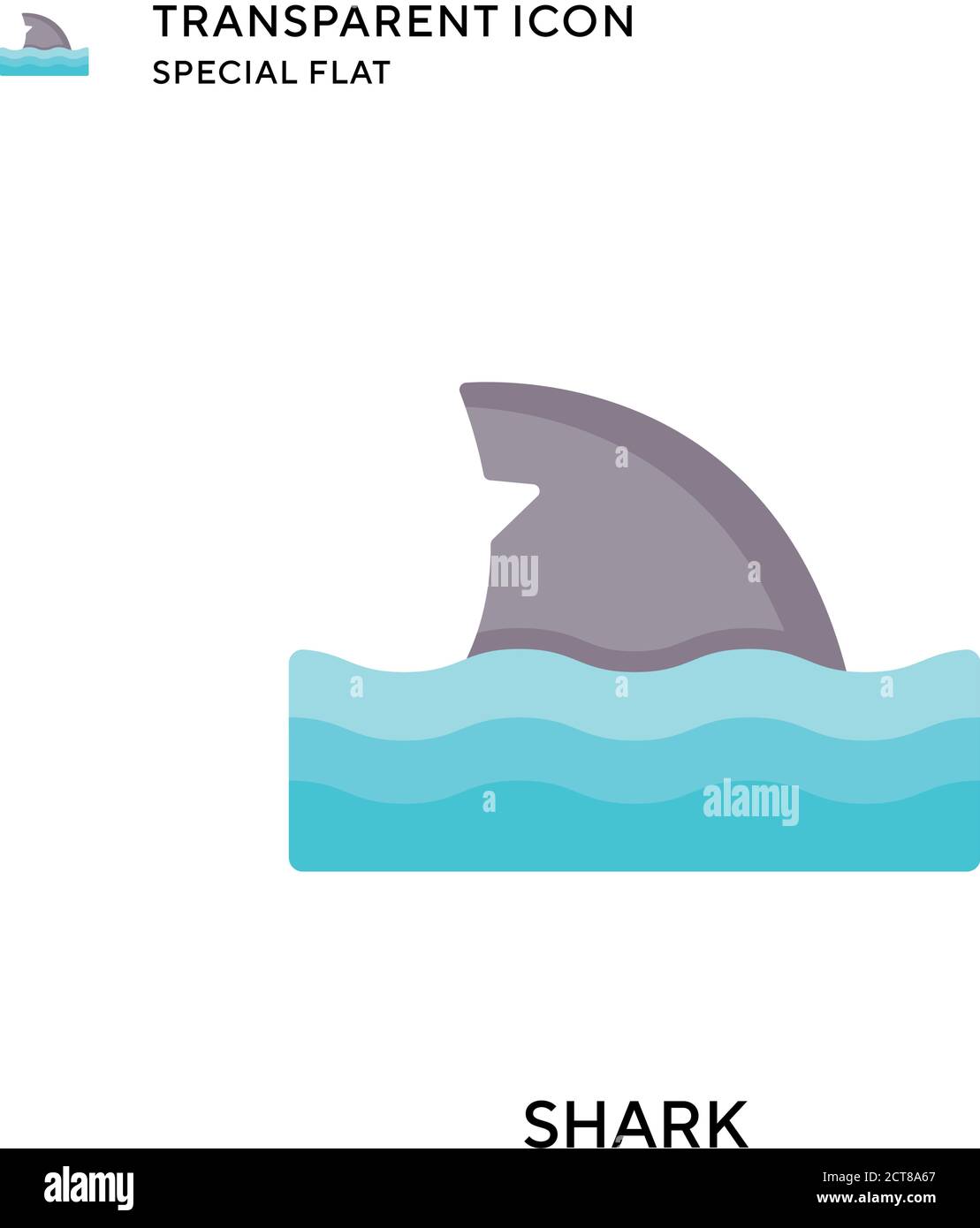 Shark vector icon. Flat style illustration. EPS 10 vector. Stock Vector