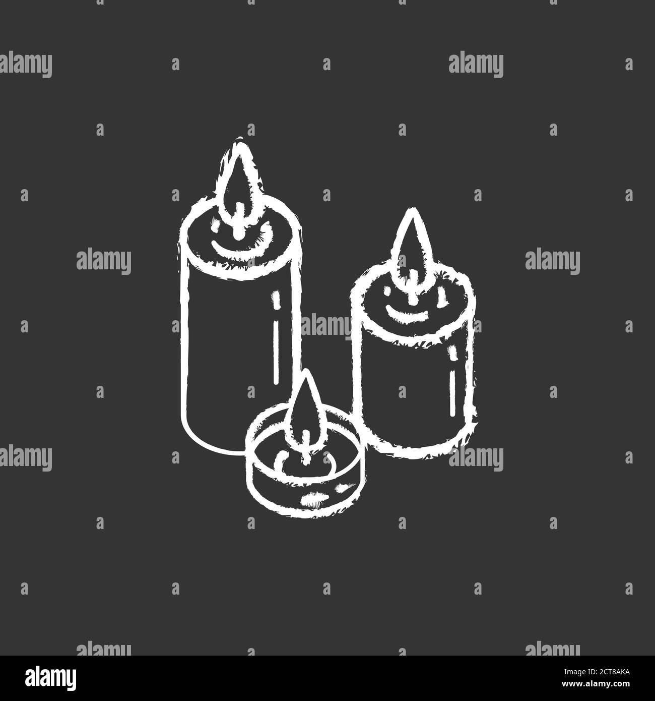 Candlelight chalk white icon on black background Stock Vector