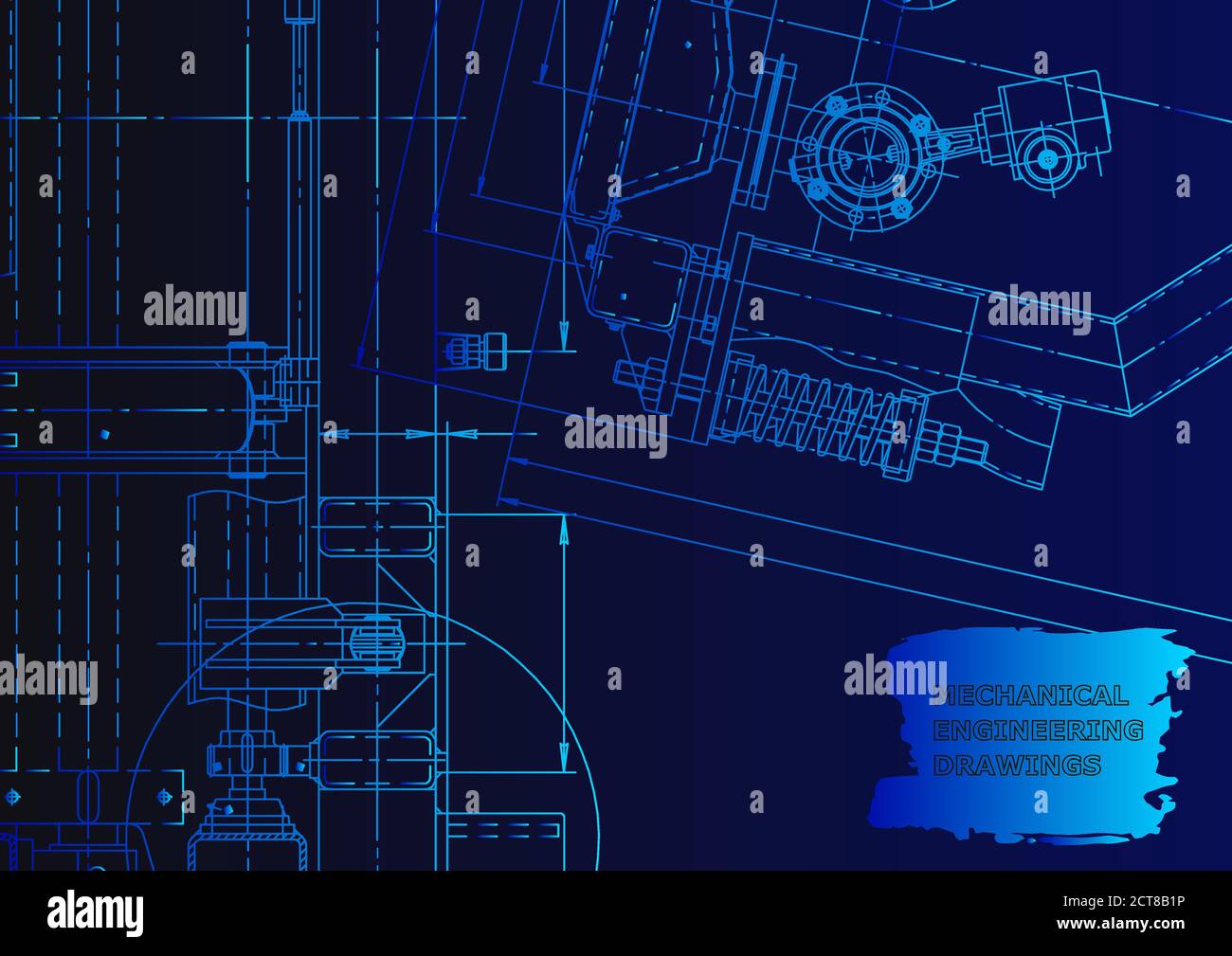 Technical abstract backgrounds. Mechanical instrument making. Technical Blue neon Stock Vector