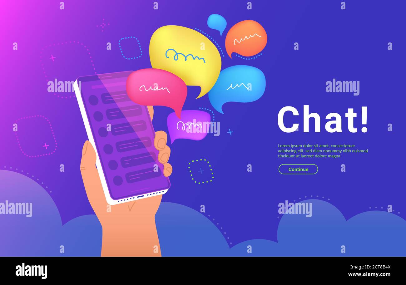 Community announcement or group chat mobile app Stock Vector Image