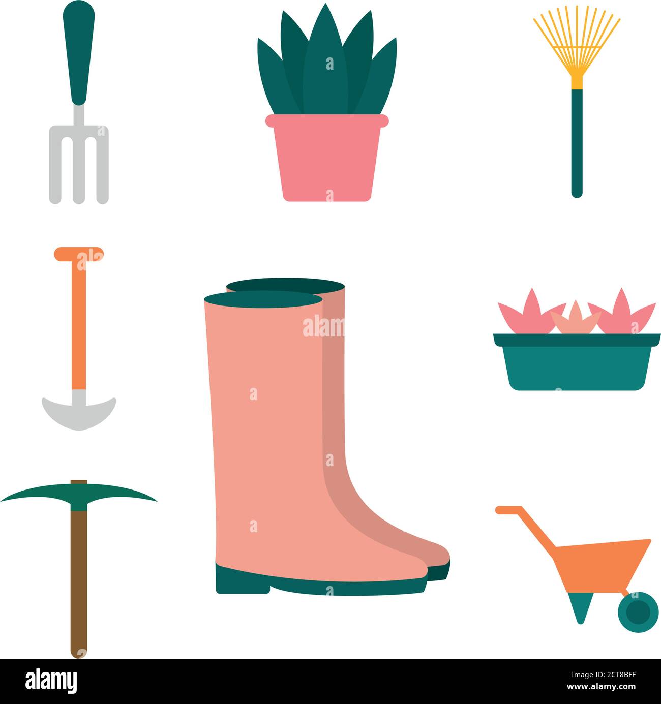 garden flat style collection of icons vector design Stock Vector Image ...