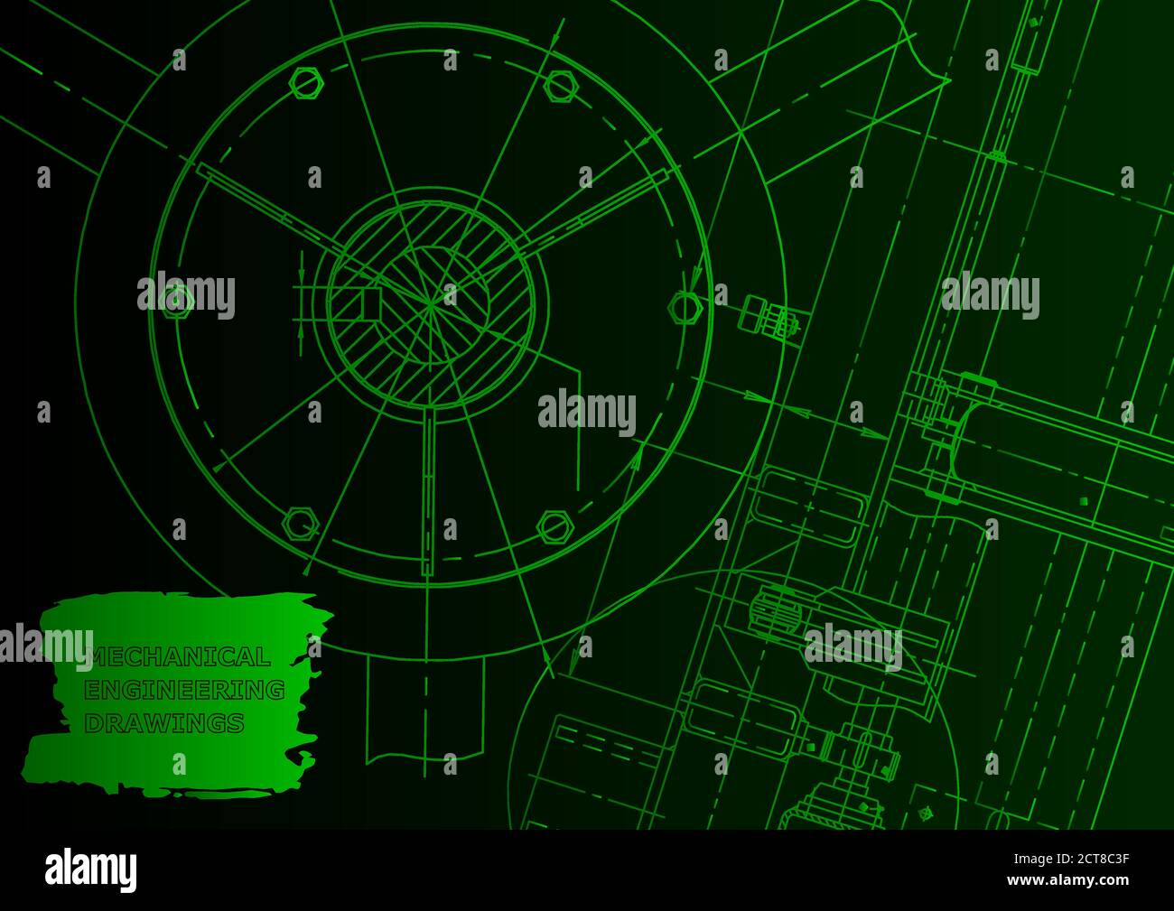 Cover, flyer. Vector illustration. Green neon Stock Vector