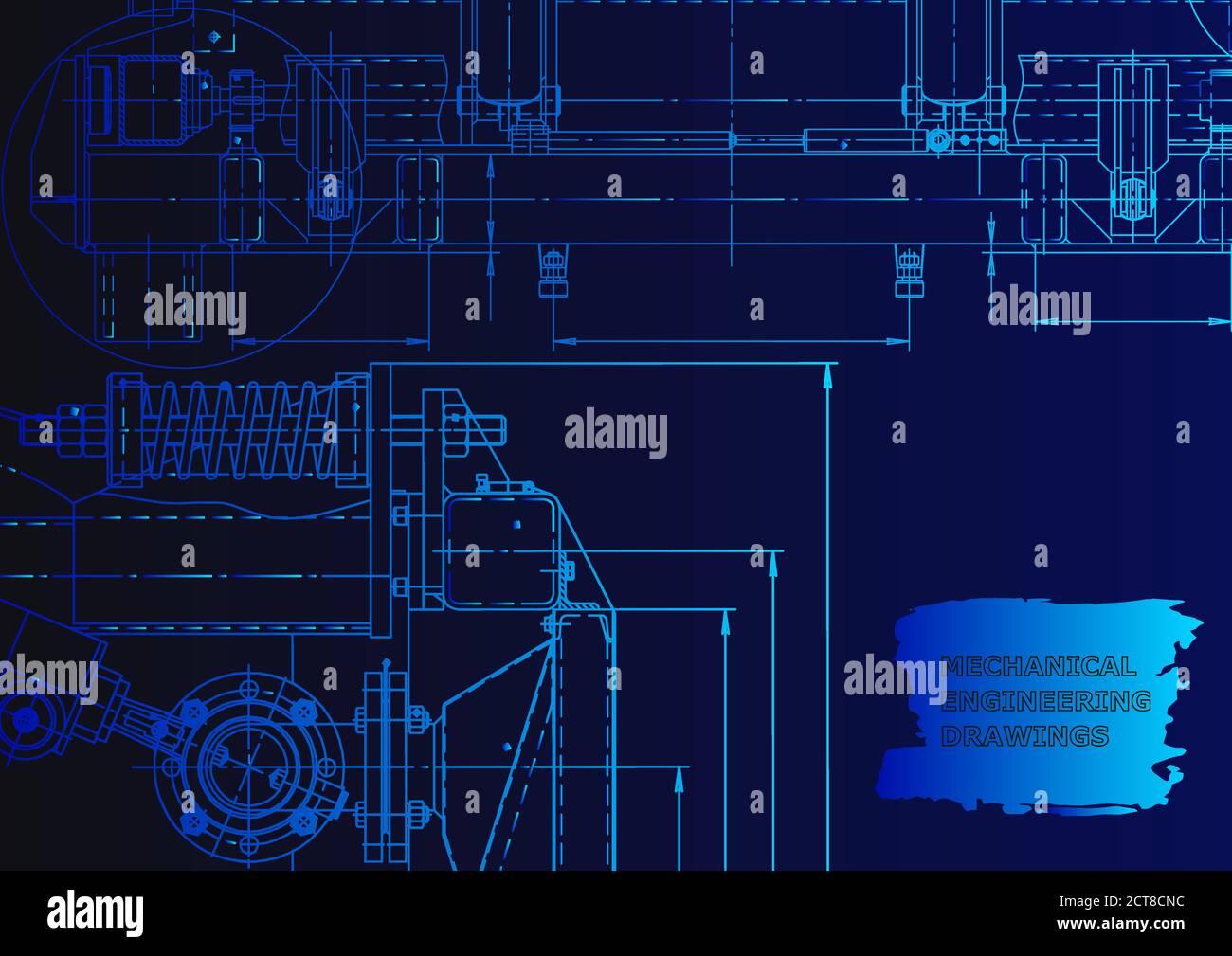 Computer aided design systems. Technical. Blue neon Stock Vector