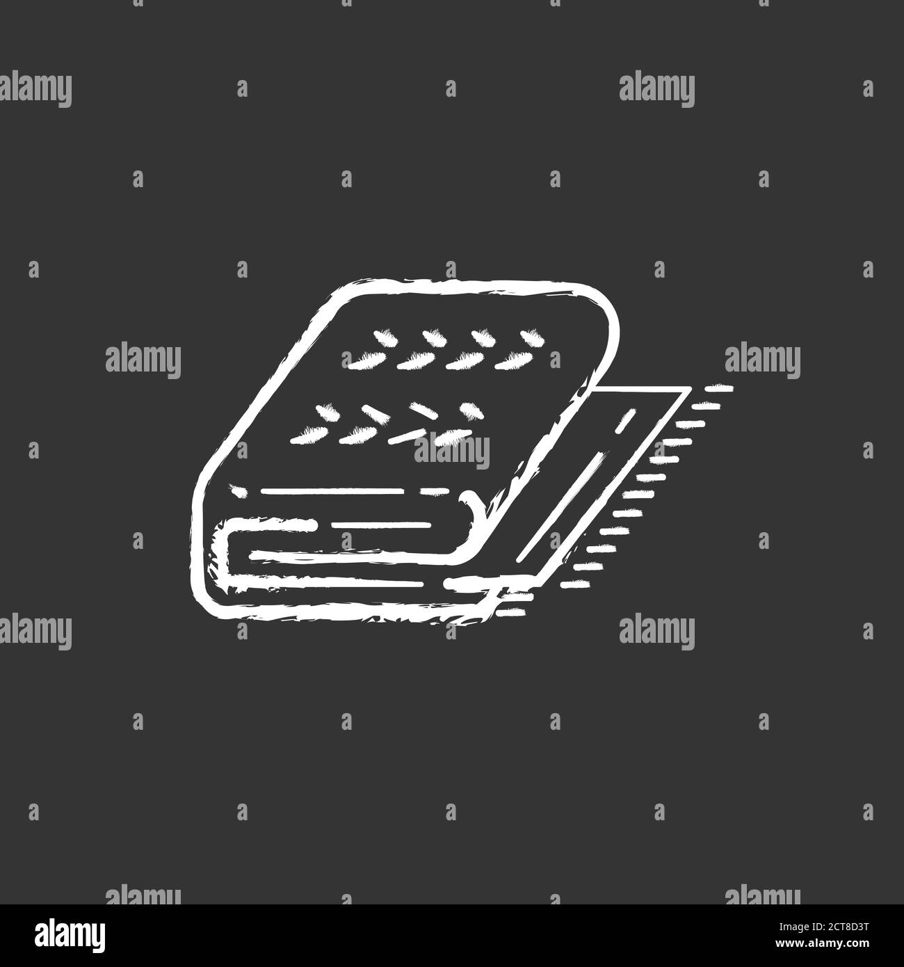 Cuddly blanket chalk white icon on black background Stock Vector