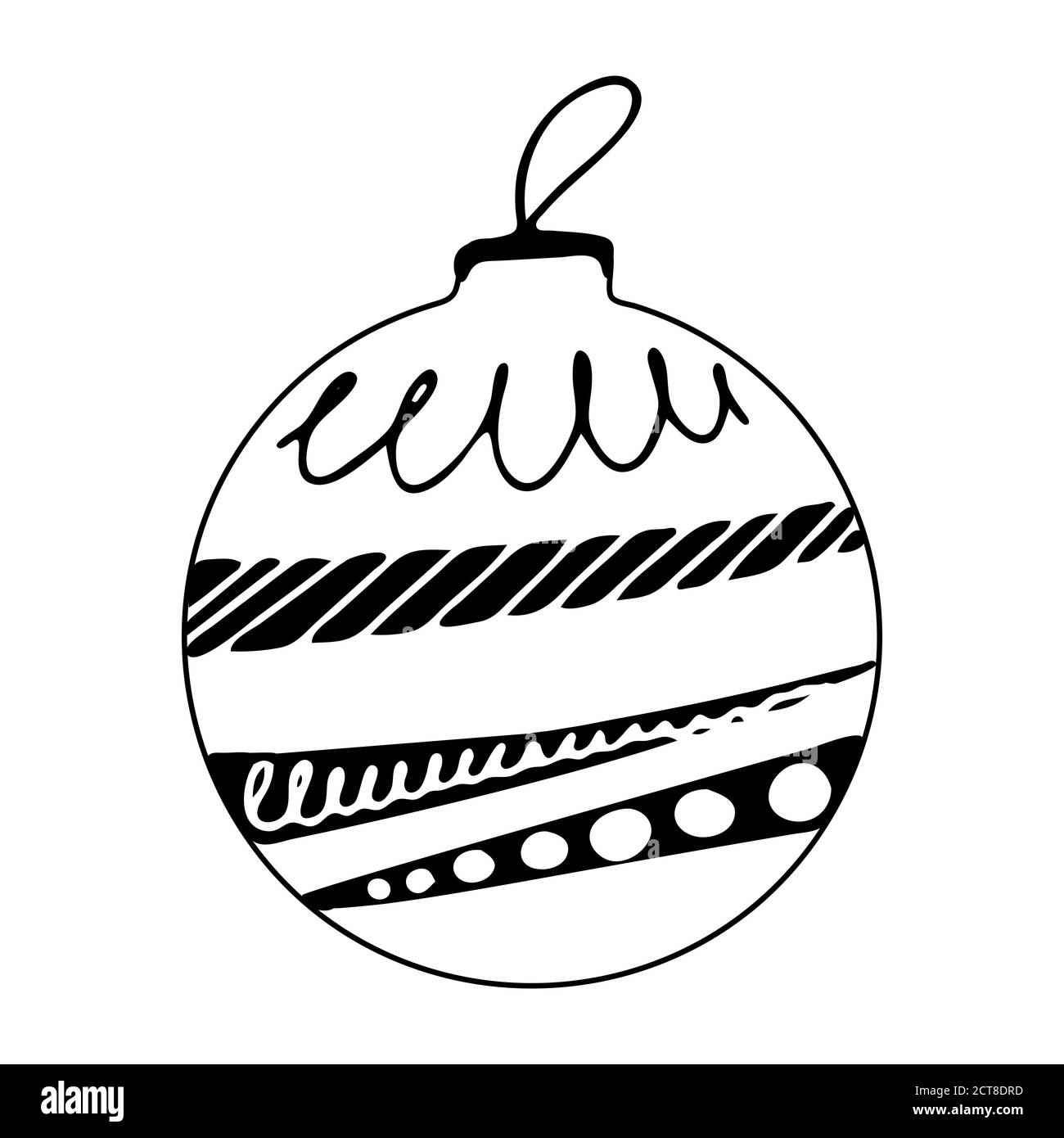Hand drawn Christmas tree ball with doodle elements. Isolated on a ...