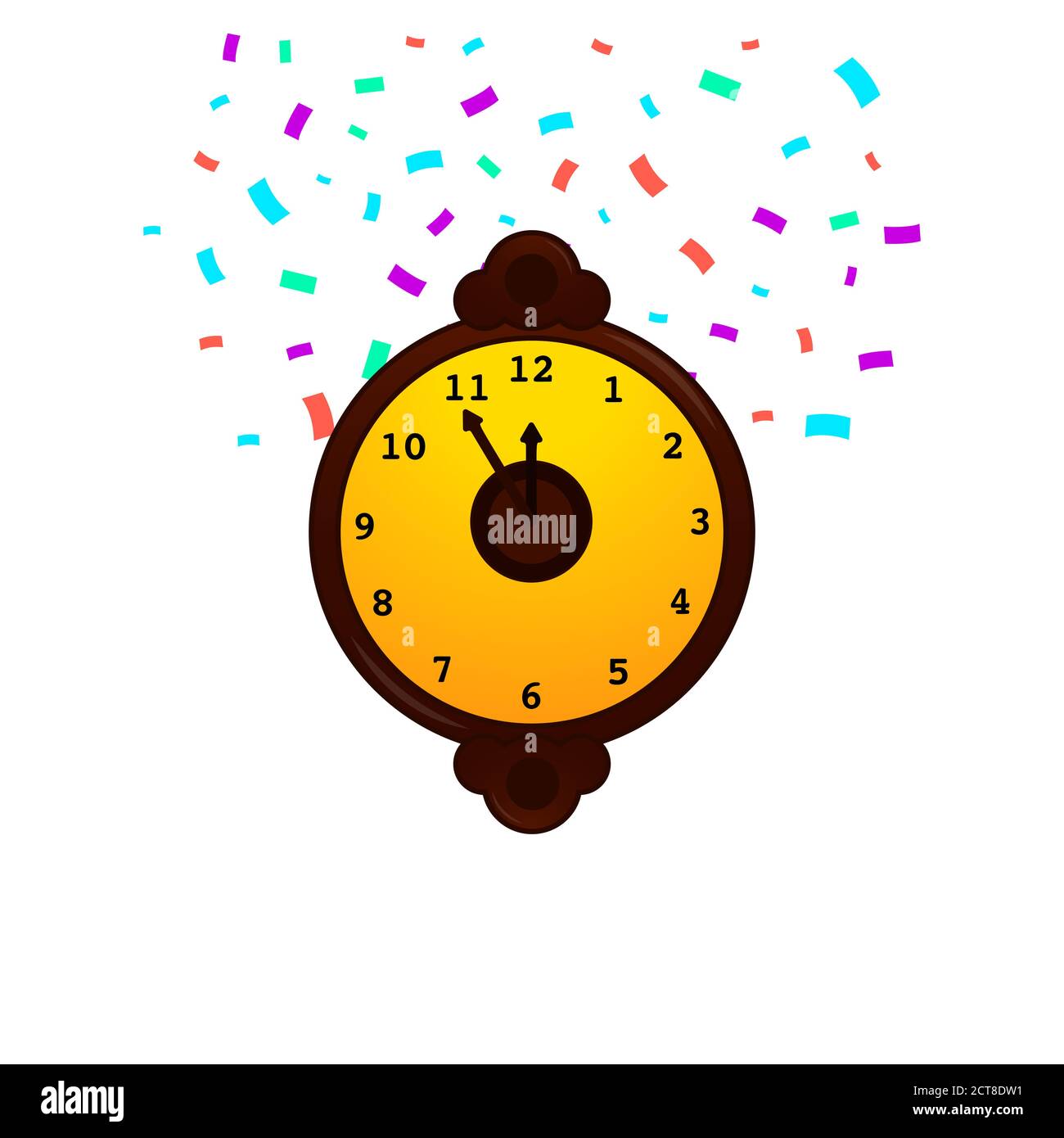 New year clock Vector illustration in flat design Stock Vector