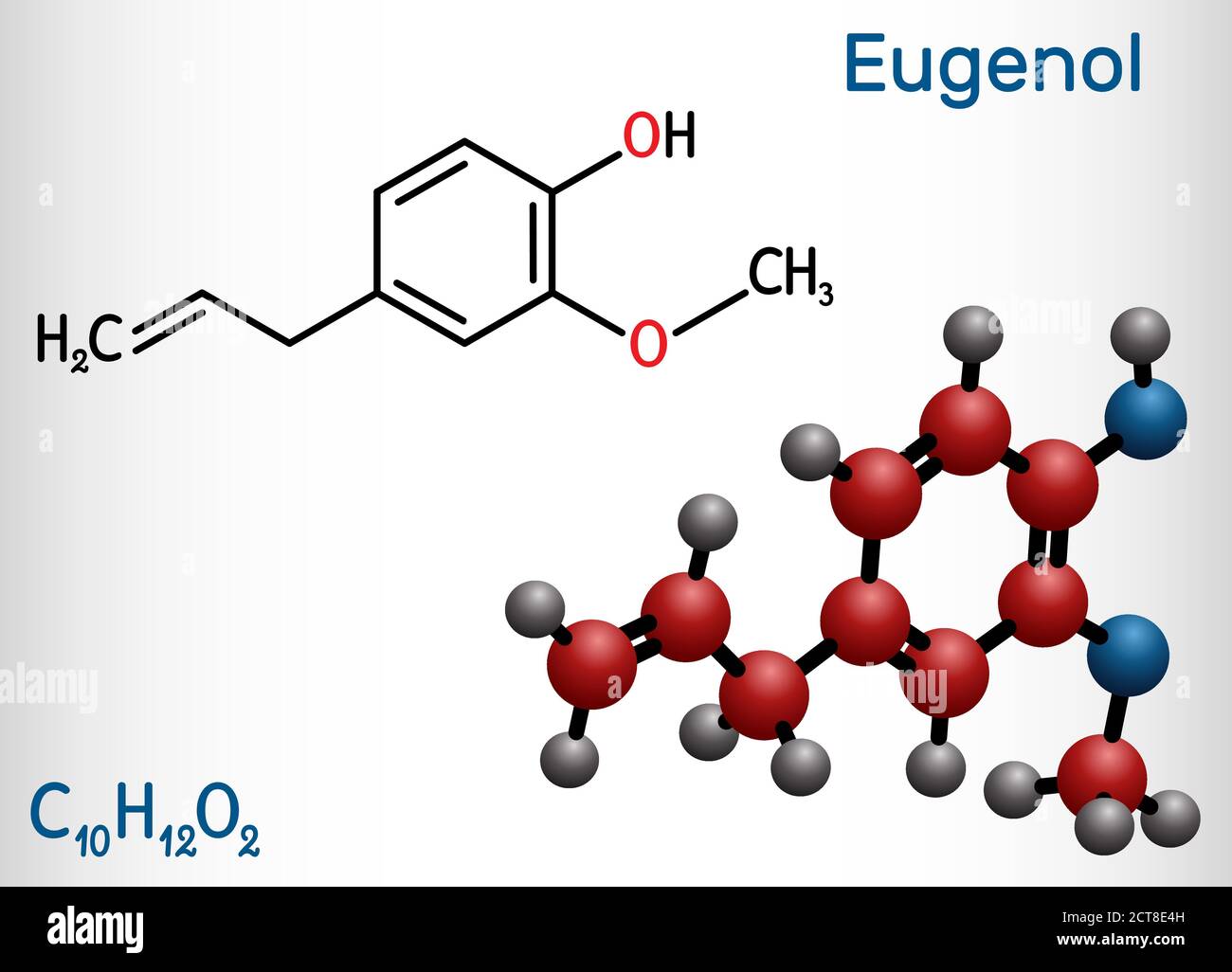 Eugenol, clove essential oil molecule. Is used as flavoring for foods