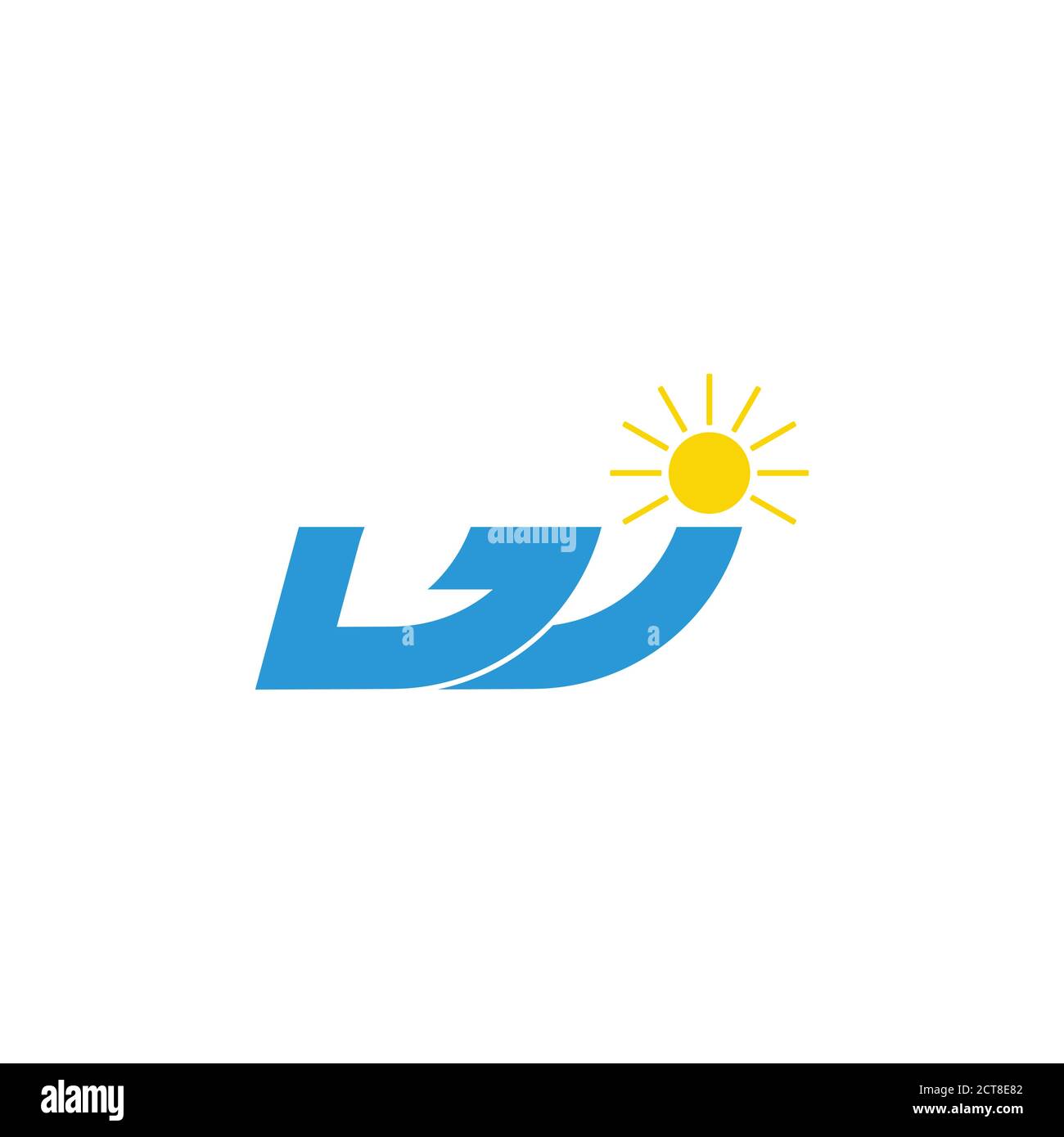 letter w blue waves sun symbol logo vector Stock Vector Image & Art - Alamy