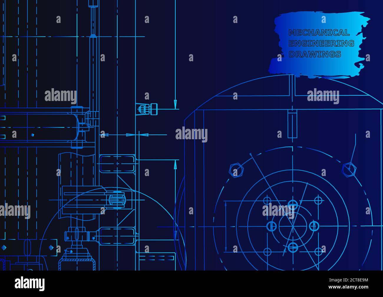 Mechanical instrument making. Technical abstract backgrounds. Technical. Blue neon Stock Vector