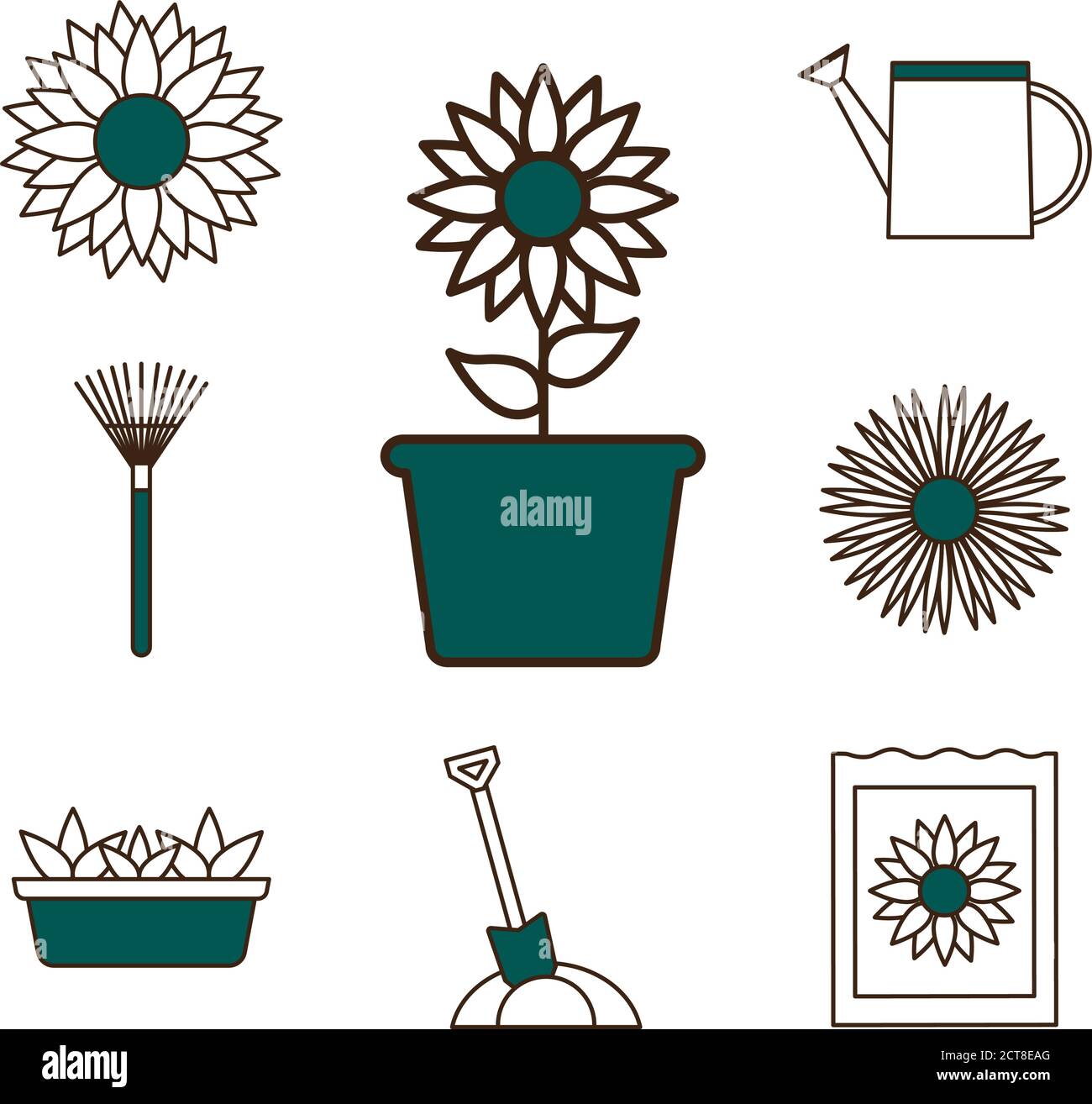 garden line and fill style set of icons vector design Stock Vector ...