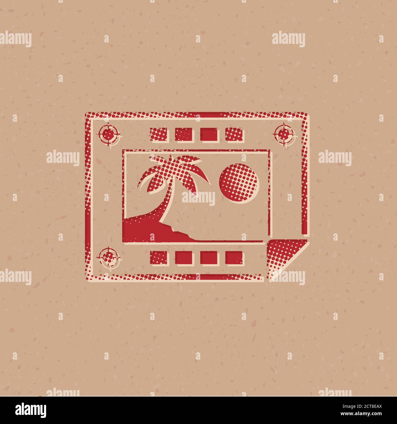 Print proof icon in halftone style. Grunge background vector ...