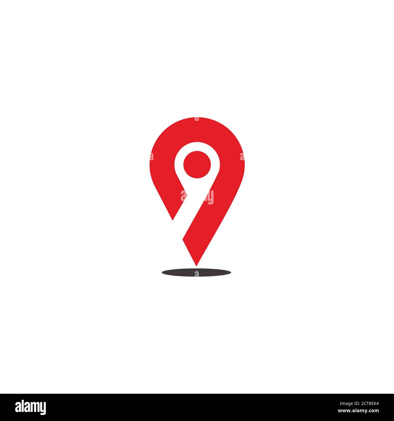 simple pin location geometric shadow design logo vector Stock Vector