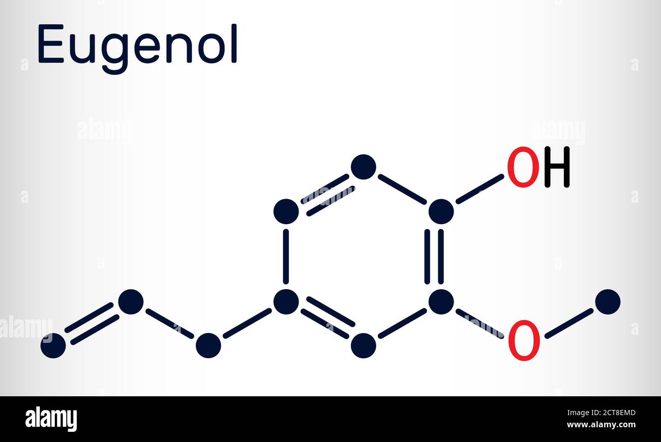 Eugenol, clove essential oil molecule. Is used as flavoring for foods and teas and as herbal oil