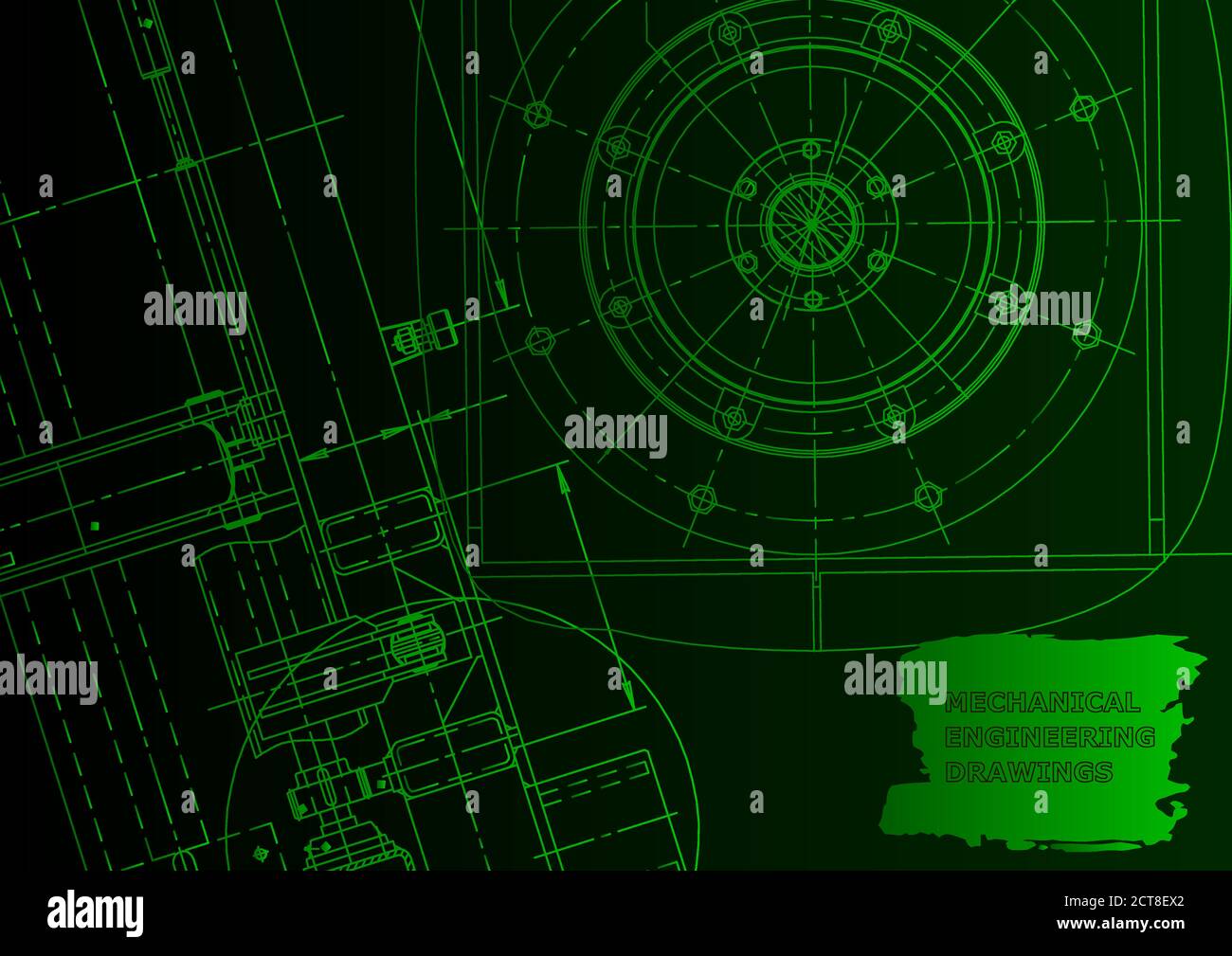 Vector banner. Engineering drawings. Mechanical instrument making ...
