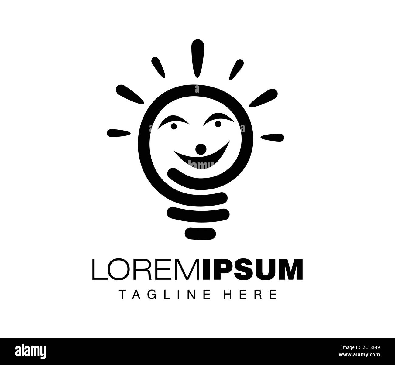 A vector illustration of light bulb with simple people logo sign in black on white color scheme Stock Vector