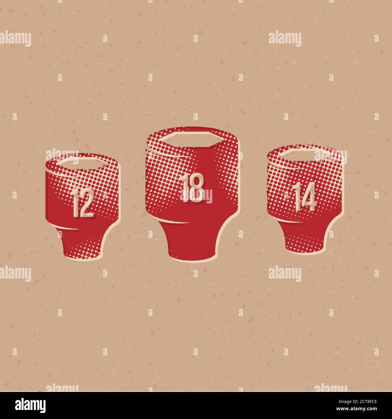 Socket wrench icons in halftone style. Automotive vehicle maintenance