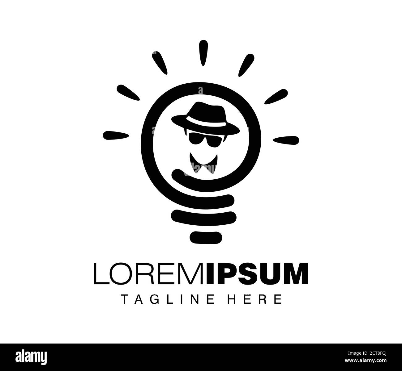 A vector Illustration of light bulb simple logo sign in black on white color scheme Stock Vector