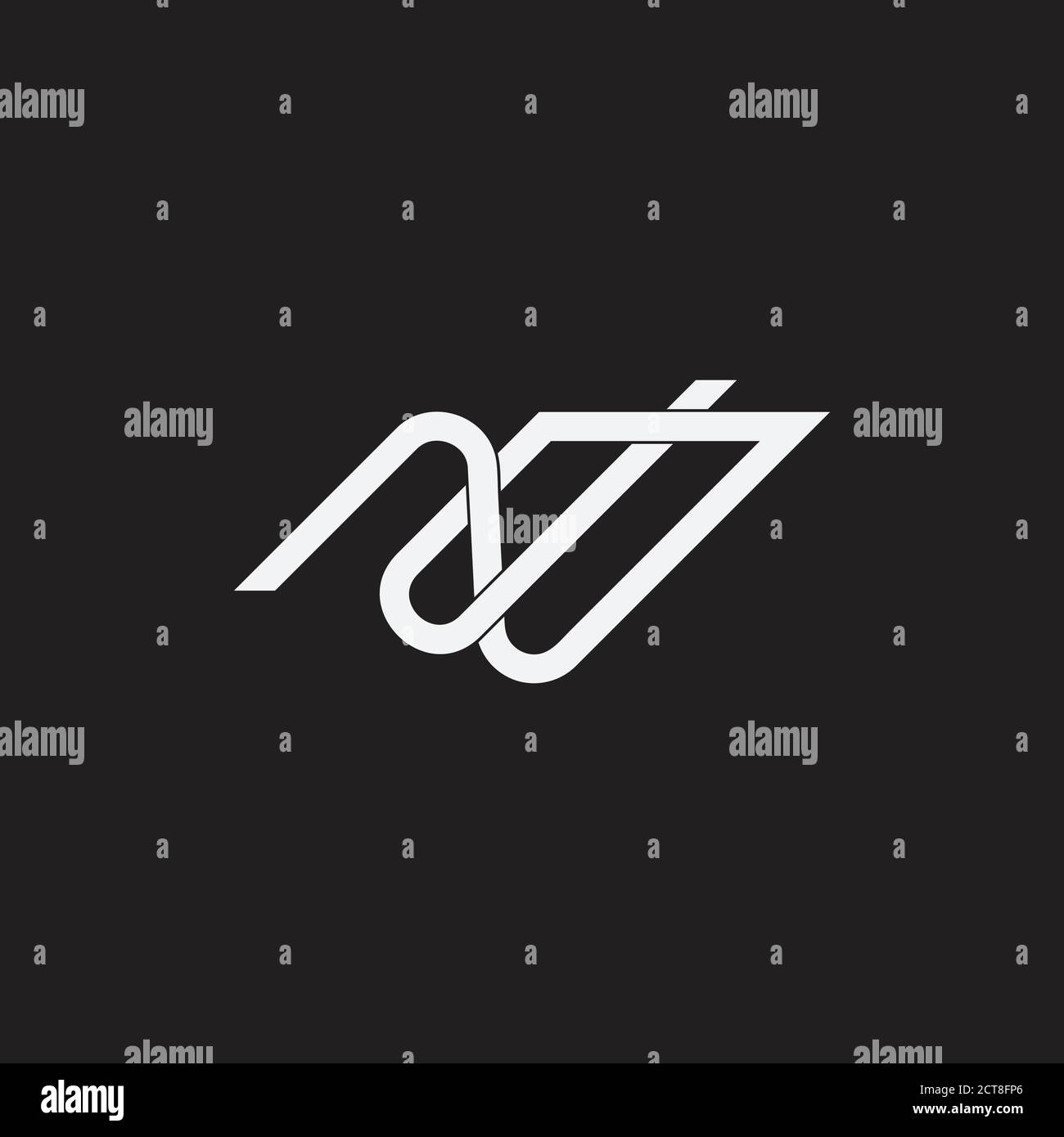 abstract letter nm linked overlapping lines logo vector Stock Vector