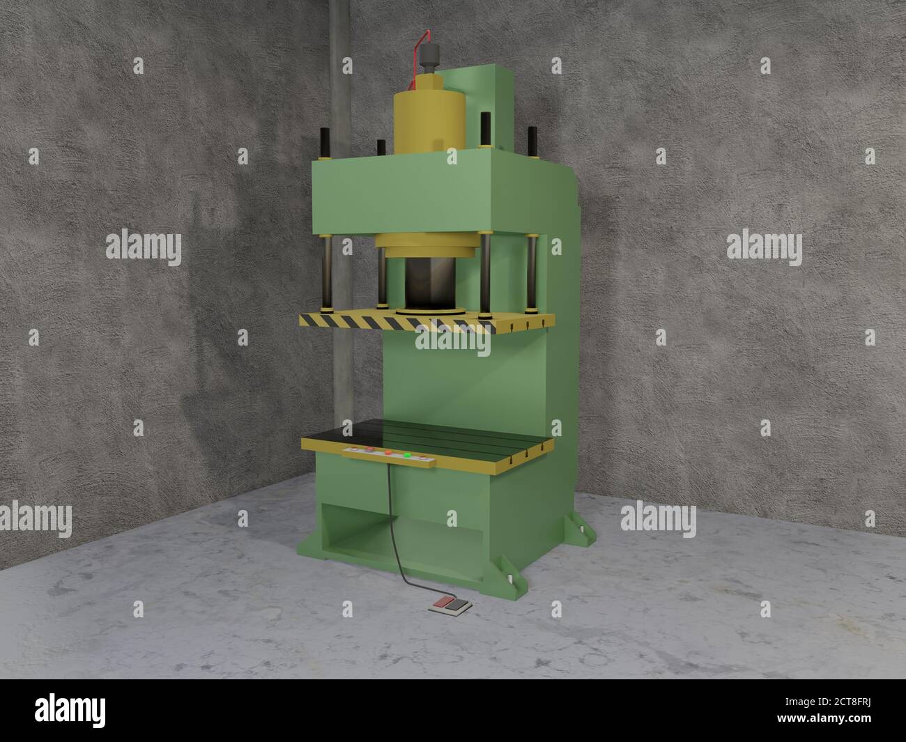 Hydraulic press stamping machine for forming metal sheet. Industrial  metalwork manufacturing. 3D rendering image Stock Photo - Alamy