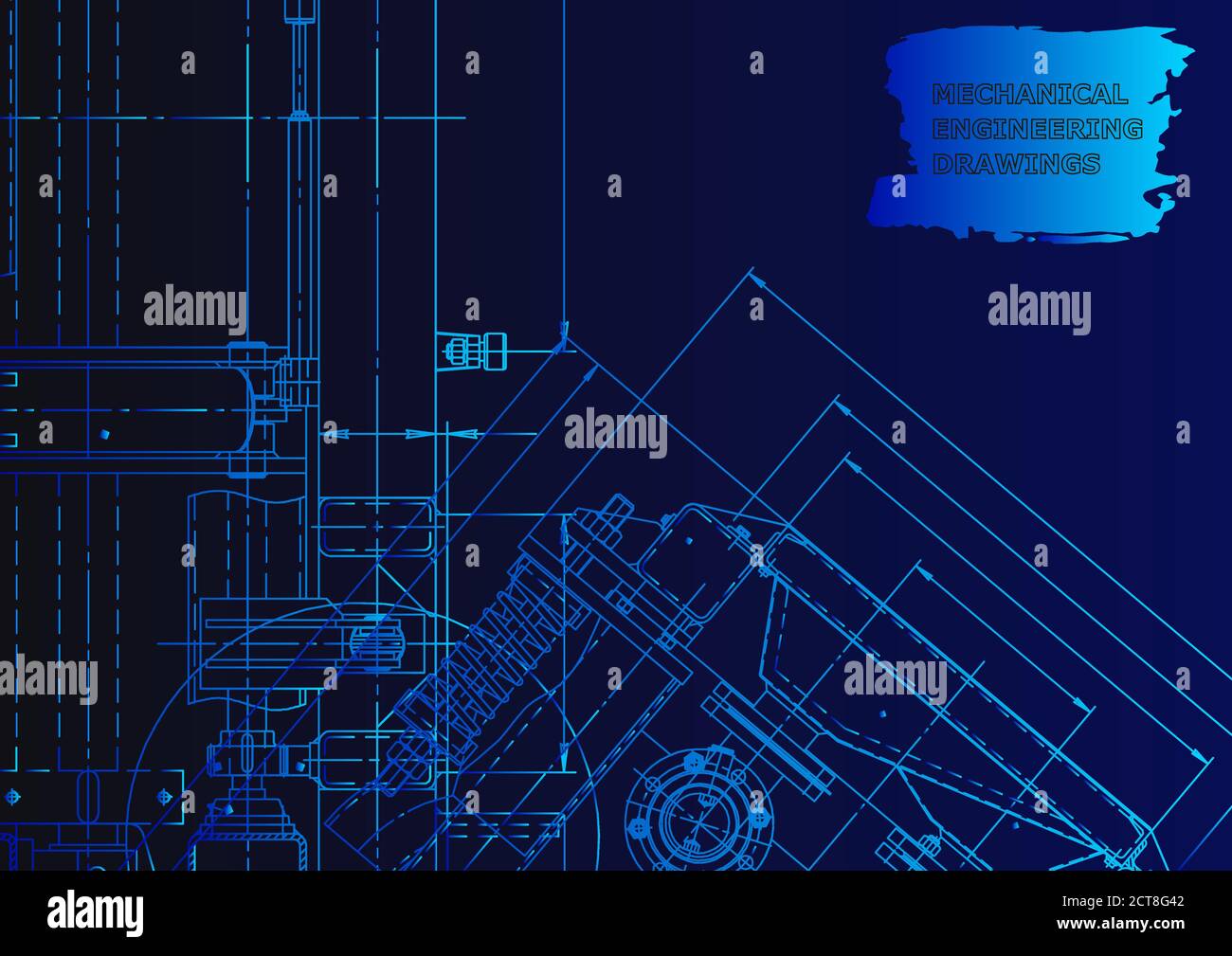 Technical abstract backgrounds. Mechanical instrument making. Technical. Blue neon Stock Vector