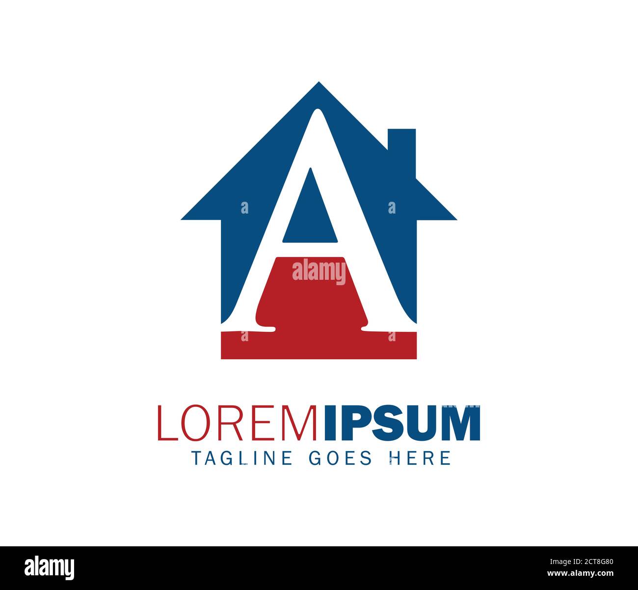 A vector illustration of home sign initial letter A with blue and red ...