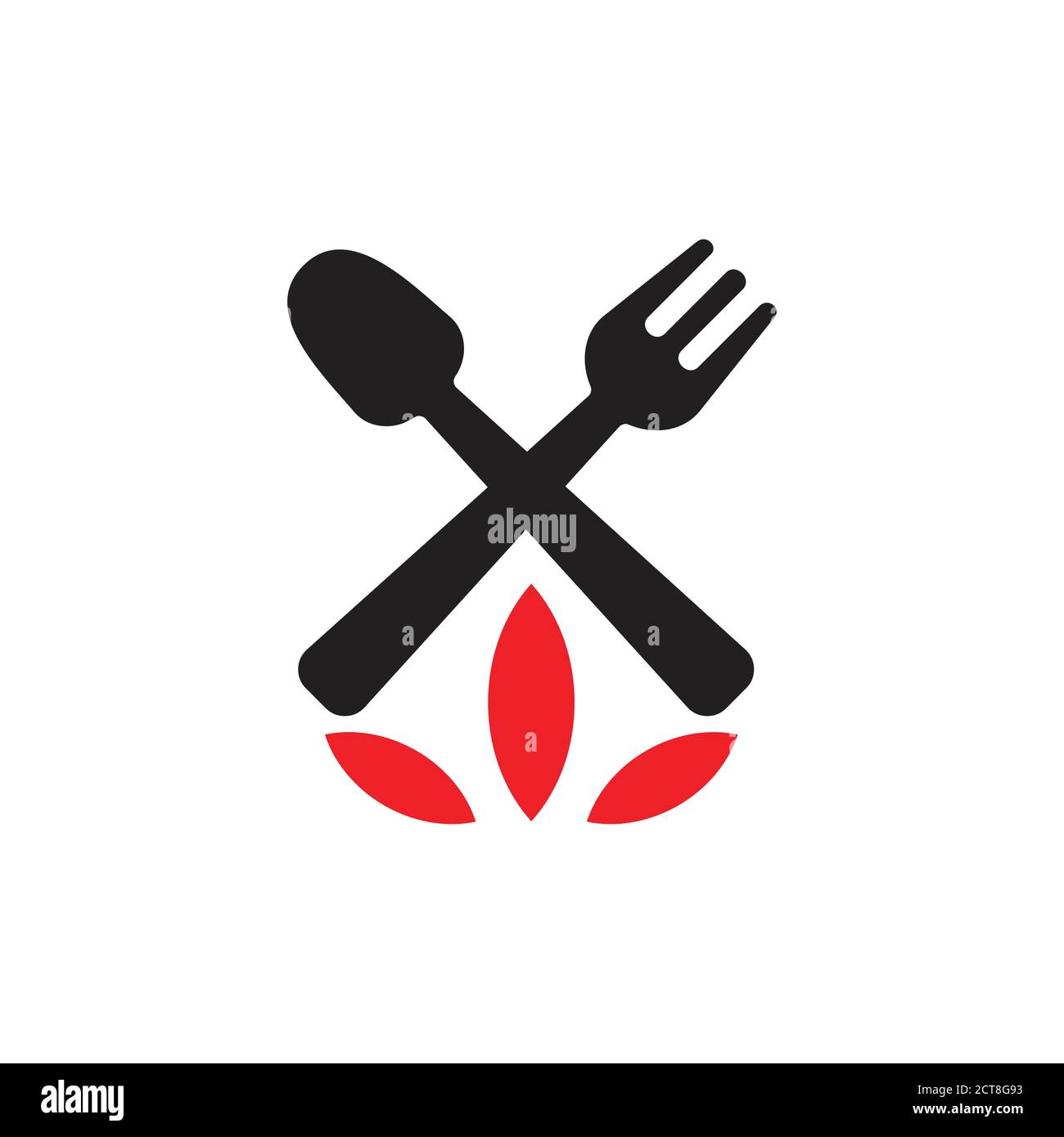 spoon fork flame cook symbol logo vector Stock Vector