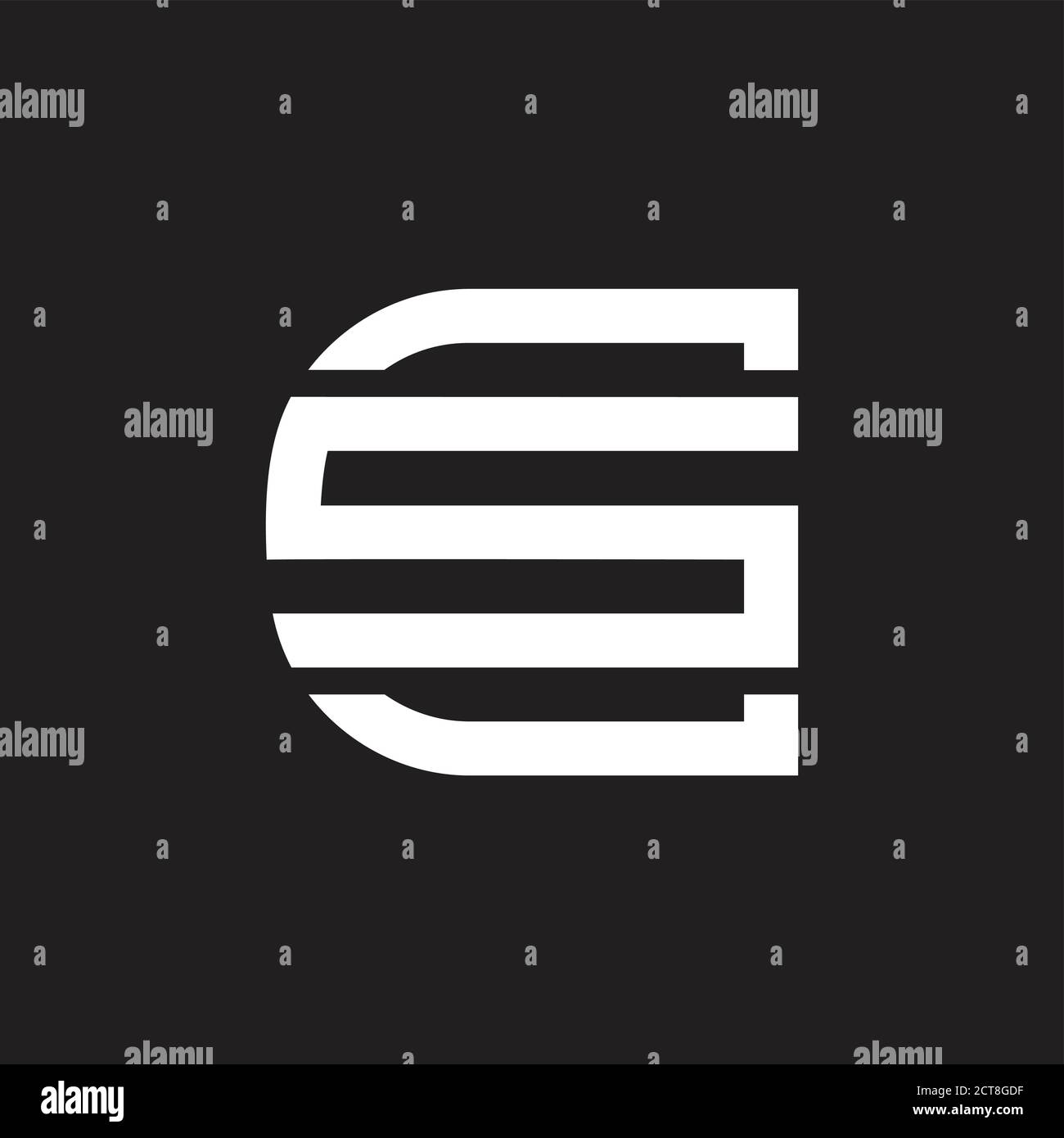letter cs simple geometric line logo vector Stock Vector