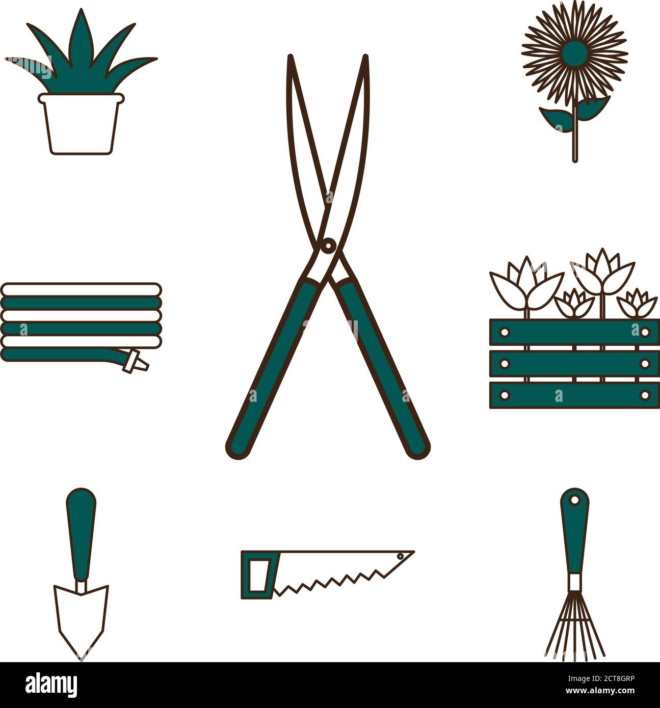 garden line and fill style icons collection vector design Stock Vector ...